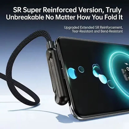 240W Type C Fast Charging Cable with Invisible Holder – 2-in-1 Mobile Stand Cable